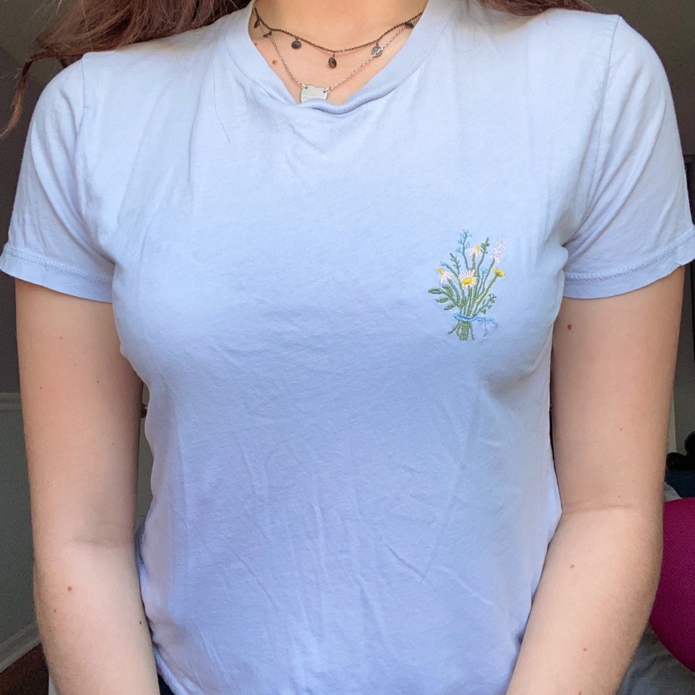 Brandy Melville Light Blue Flower Top